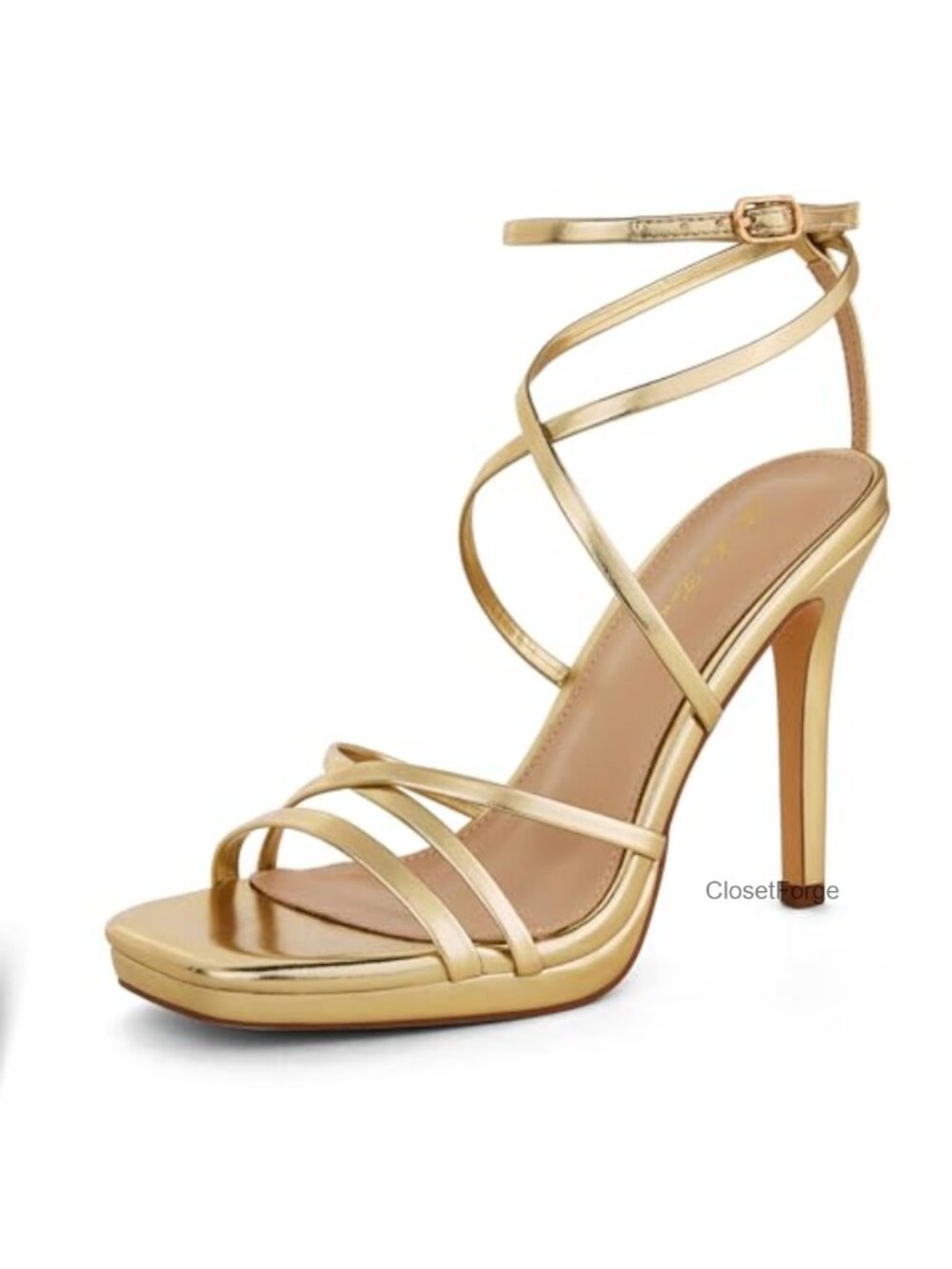 Square Toe Stiletto Heels Strappy Open Toe Platform High Heels Women's Party
